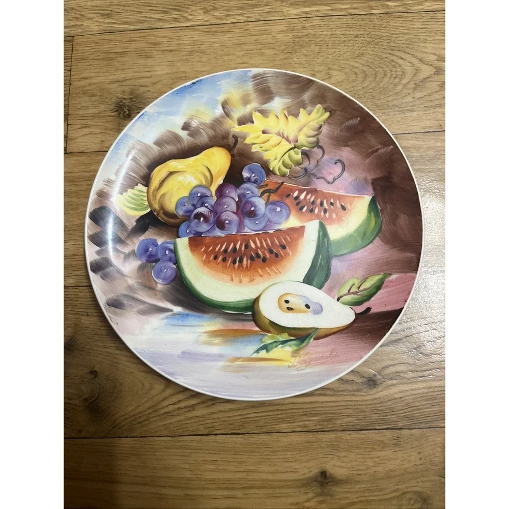 Vintage Signed Nagasaki Fruit Design Plate - Picture 2 of 4